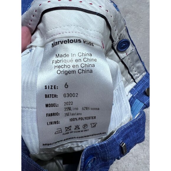 Marvelous Kids Boys Suit Set 3-Piece With Jacket Vest & Pants Size 6 Blue Plaid - Picture 10 of 15